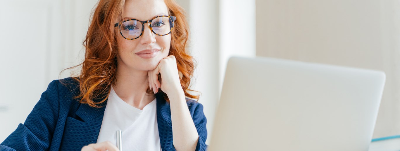 a woman wearing glasses